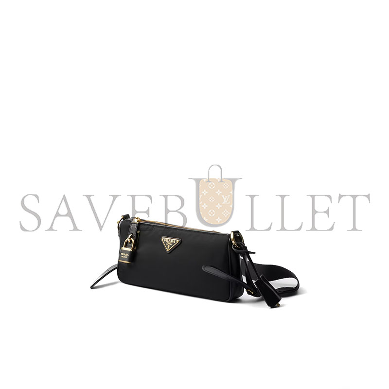 Pra*a small re-nylon and leather shoulder bag 1bc234 (27*13*4cm)